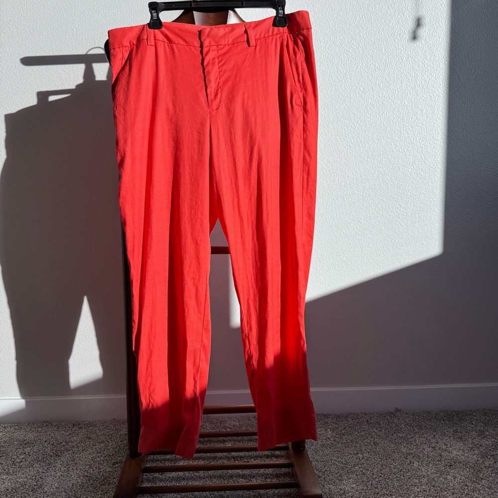Banana Republic Avery Orange Linen Blend Trousers Women’s 12 Office Summer